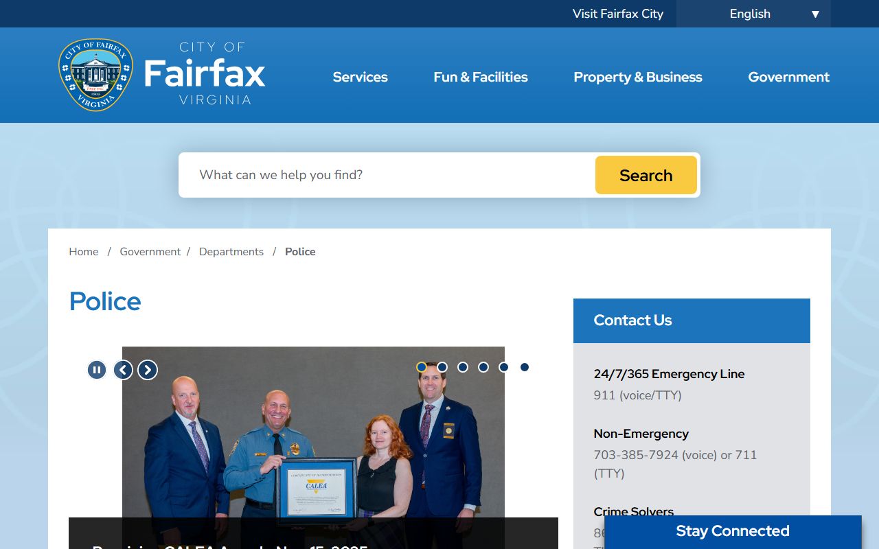 City of Fairfax background check police department records