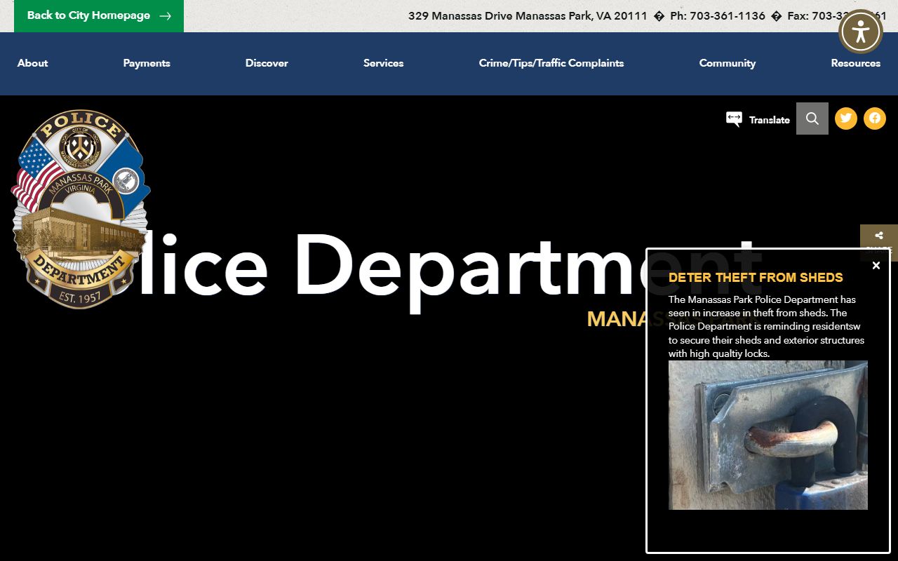 Manassas Park background check police department