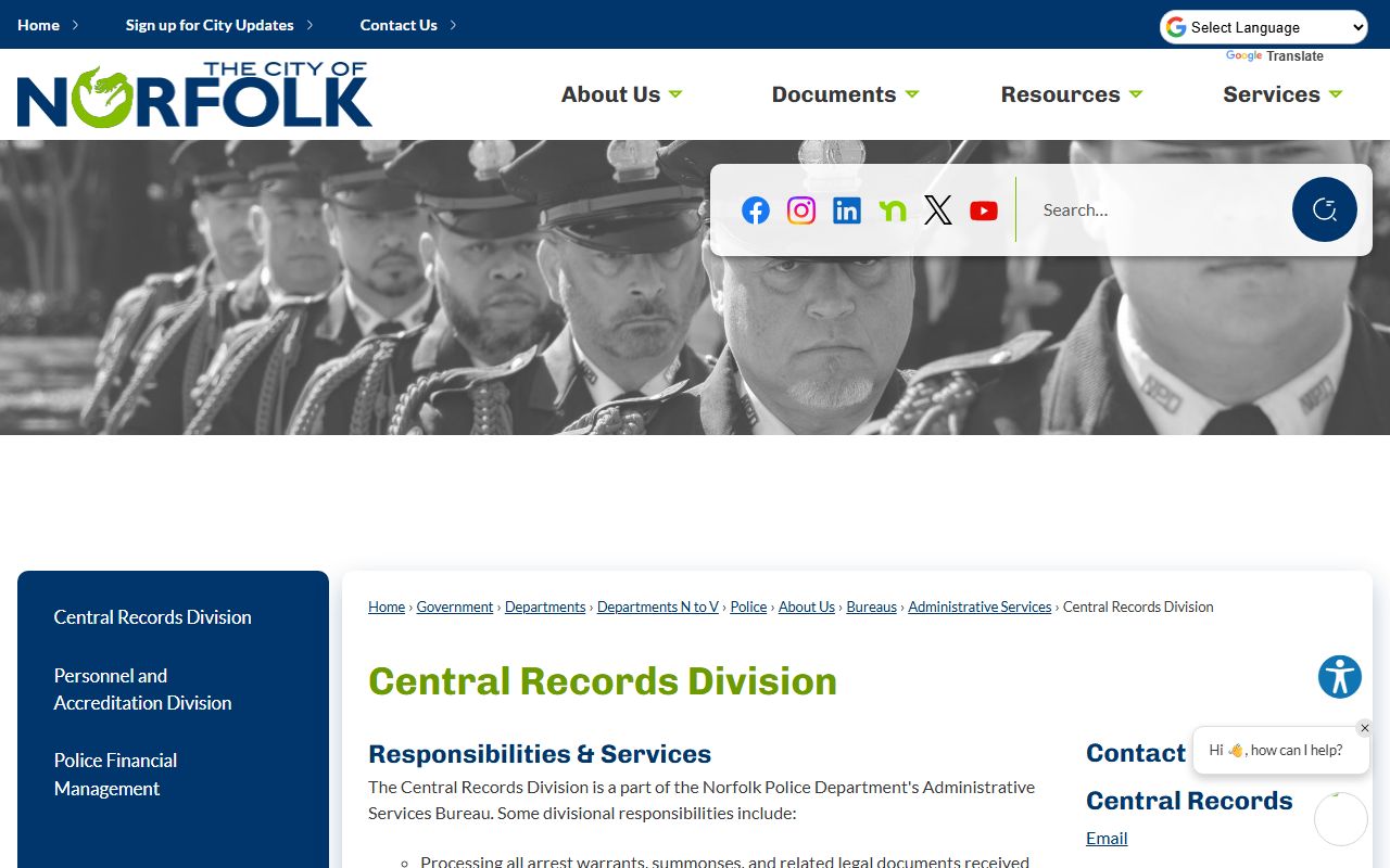 Norfolk background check central records division