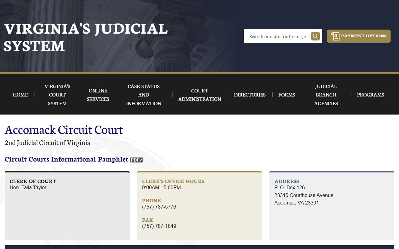 Accomack County background check court information portal