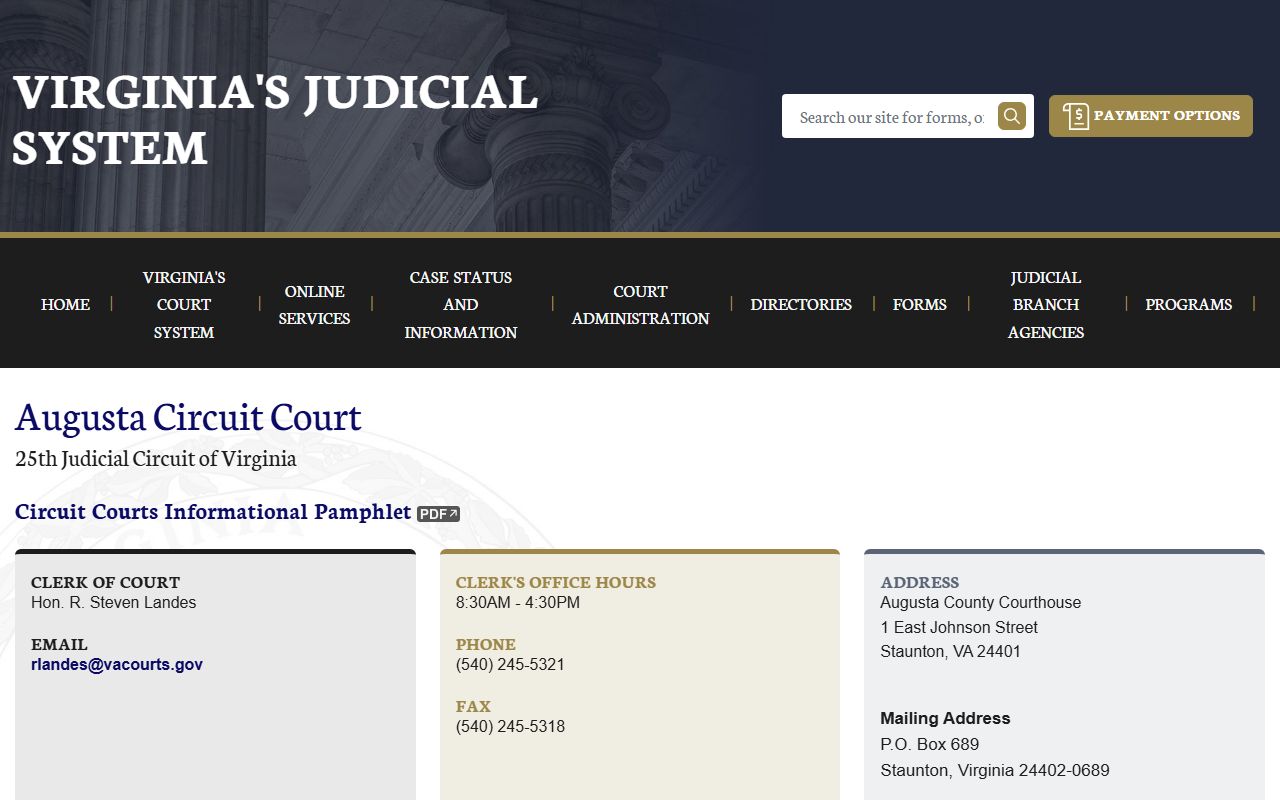 Augusta County background check Circuit Court portal