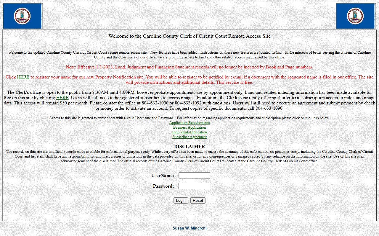 Caroline County Circuit Court Clerk Remote Access Portal