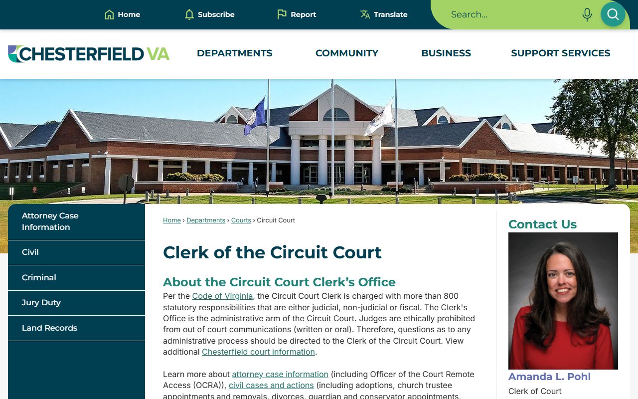 Chesterfield County background check Circuit Court records