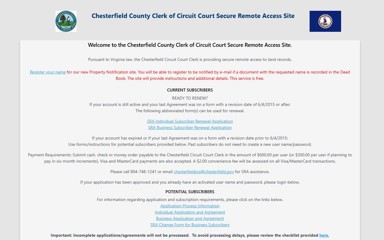 Chesterfield County background check land records