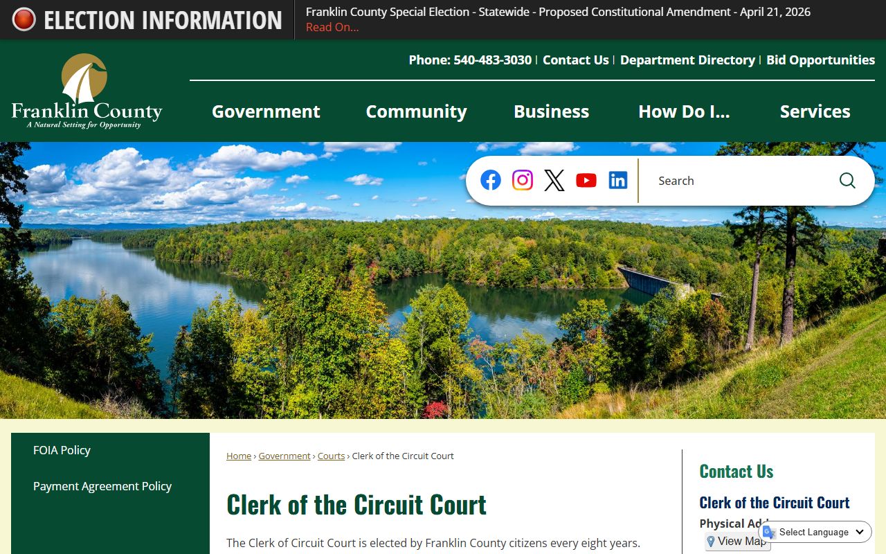 Franklin County Circuit Court Clerk background check records