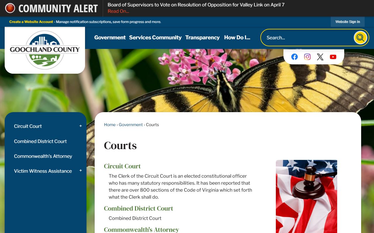 Goochland County background check courts directory