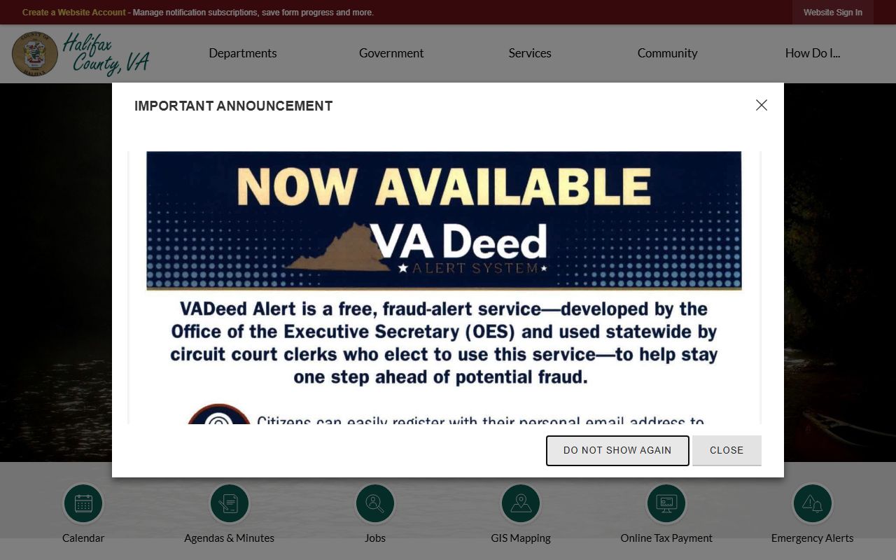 Halifax County background check government portal