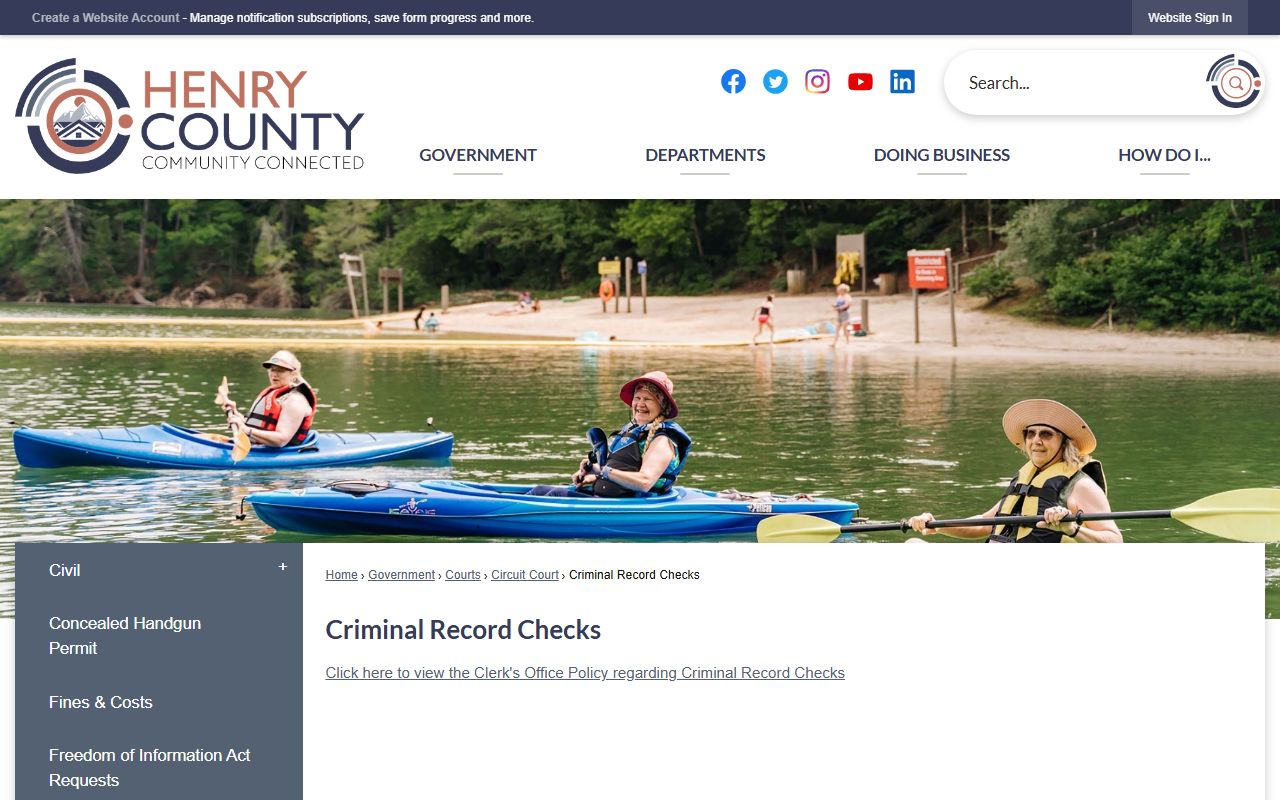 Henry County criminal record checks background check page