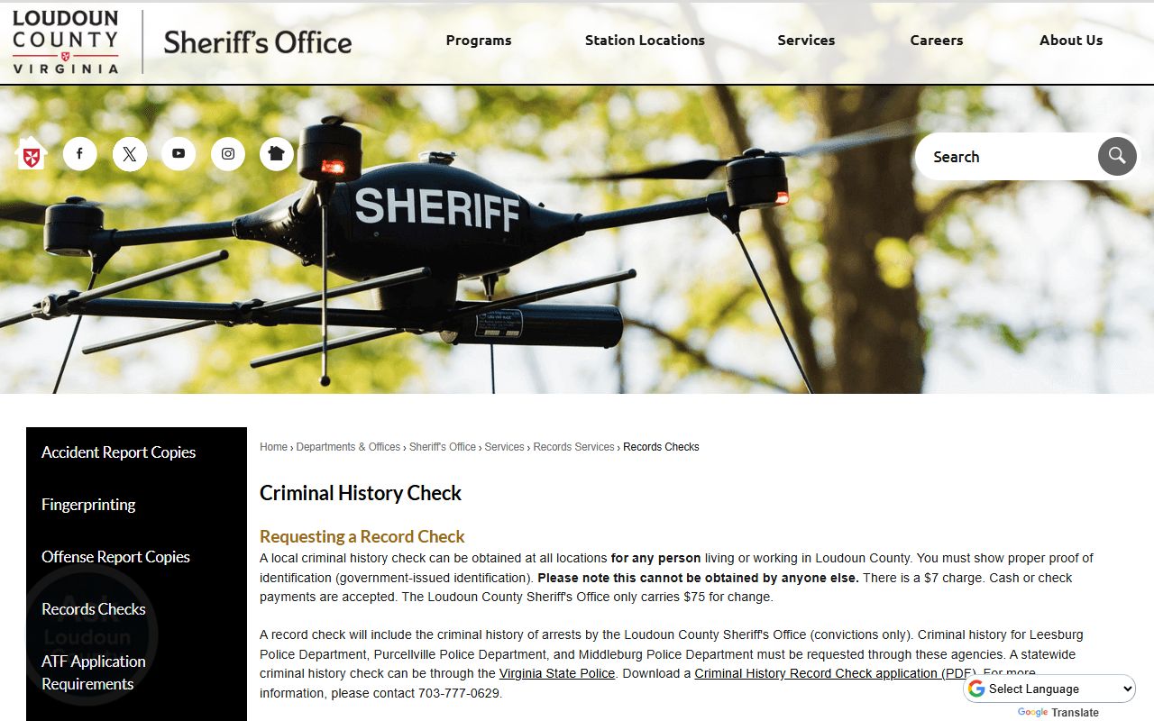 Loudoun County background check records process