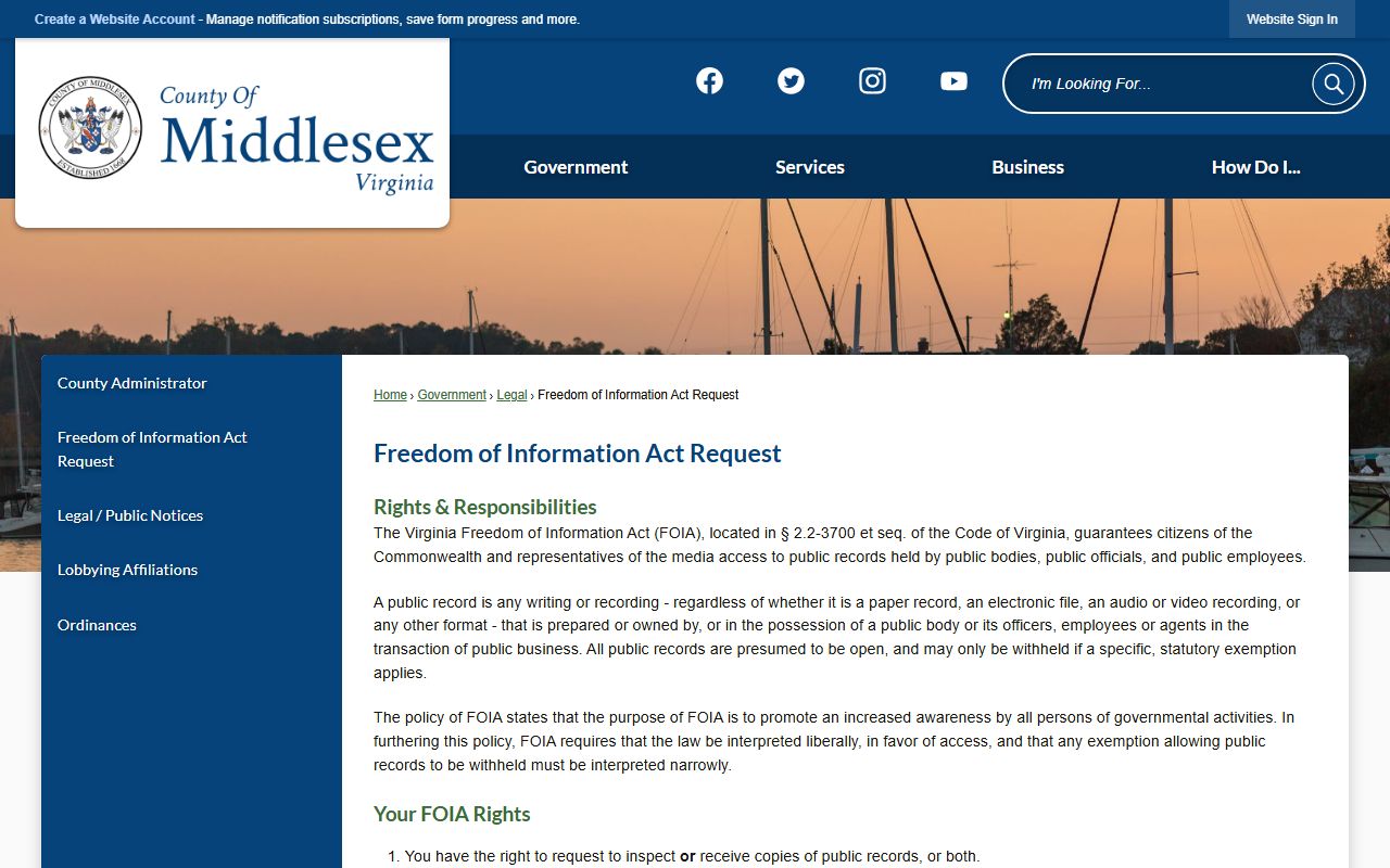 Middlesex County background check FOIA process