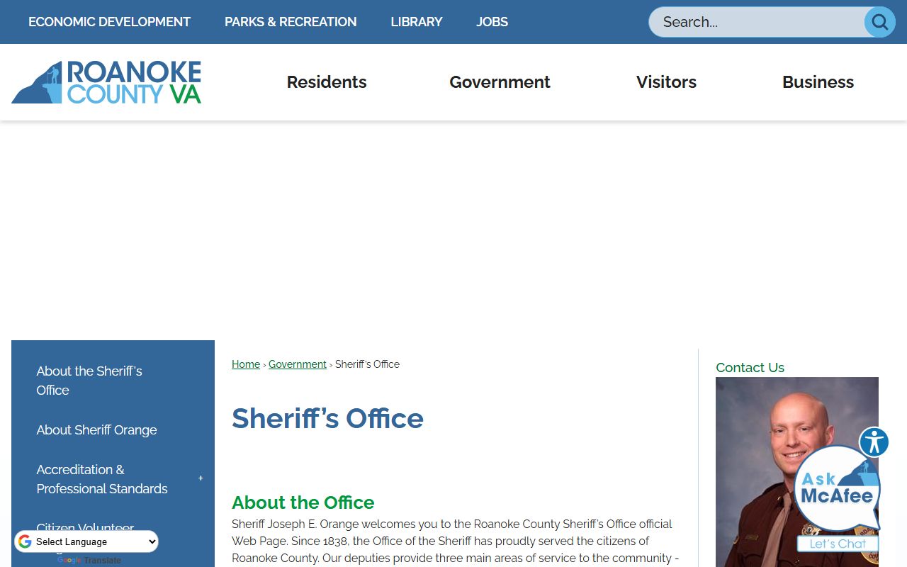 Roanoke County background check sheriff office