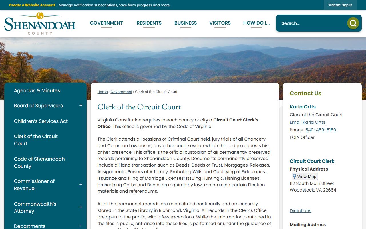 Shenandoah County background check court records