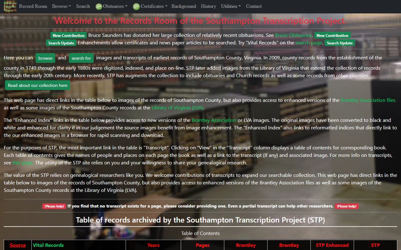 Southampton County background check historical records