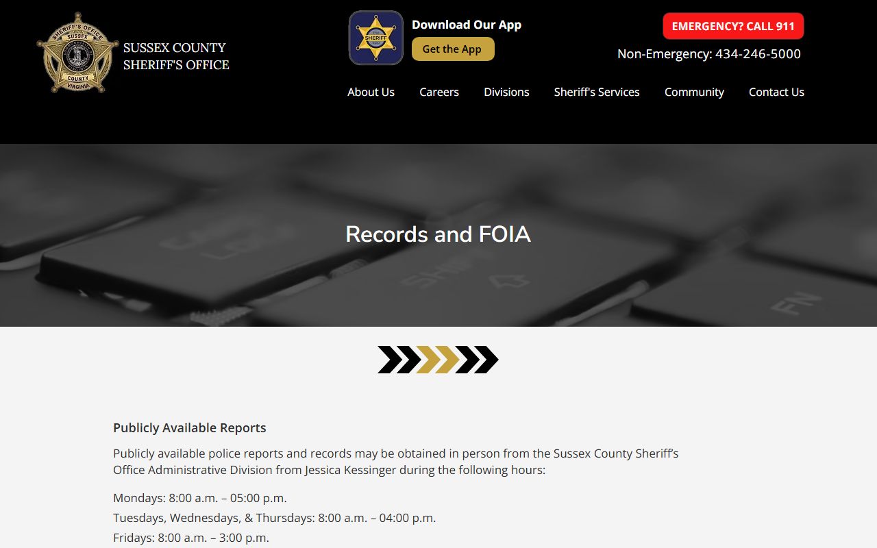Sussex County background check records and FOIA